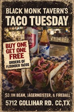 Black Monk Tavern Taco Tuesday flyer